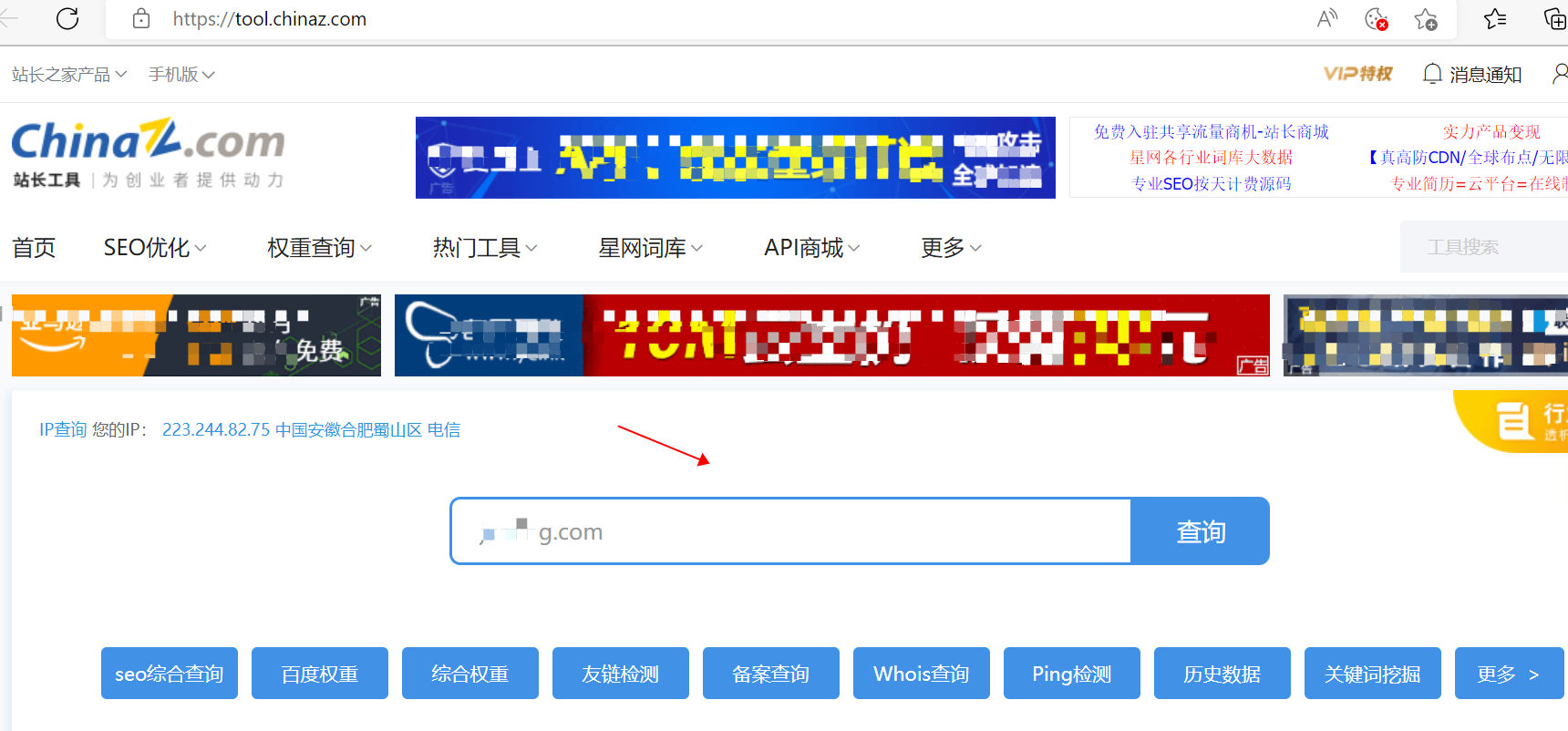 用站长工具如何查询域名?