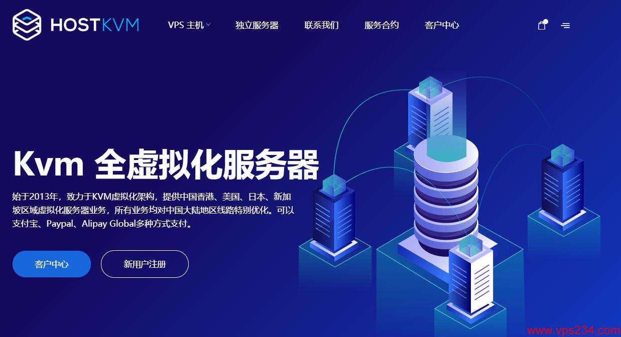 国外VPS HostKVM，香港CN2/日本/新加坡/美国等数据中心支持
