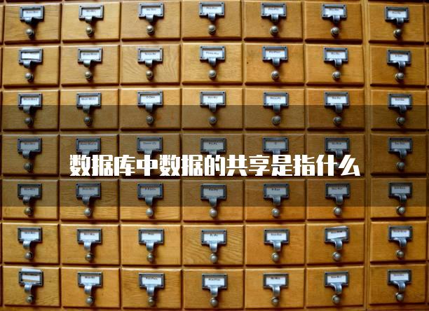 数据库中数据的共享是指什么