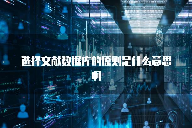 选择文献数据库的原则是什么意思啊