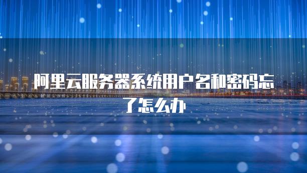 阿里云<strong>服务器</strong>系统用户名和密码忘了怎么办